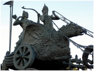 Arjuna and Krishna statue in Jakarta